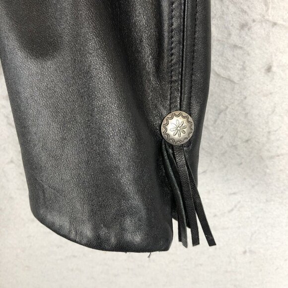 Cripple Creek Leather Jackt Womens Small Black Western Concho Braided Ranch - Picture 15 of 16